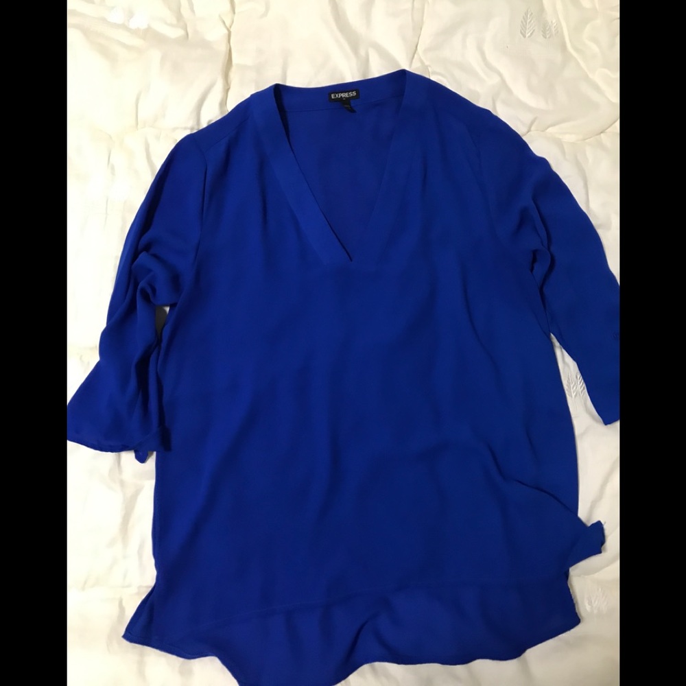 Express M High Low Blue Blouse